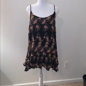 Black Bohemian Style Floral Tank Dress